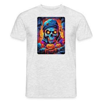Halloween Totenkopf Blankovorlage 3.13 - Männer T-Shirt - Grau meliert - Vorne - AI Model Male 178 dark (178cm)