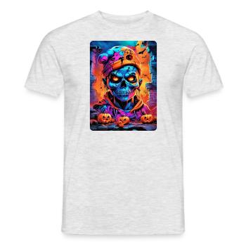 Modèle de crâne vierge d’Halloween 3.14 - T-shirt homme - gris chiné - Devant - AI Model Male 178 dark (178cm)