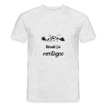 Désolé j'ai montagne ! Idée de cadeau montagne - T-shirt homme - gris chiné - Devant - AI Model Male 178 dark (178cm)