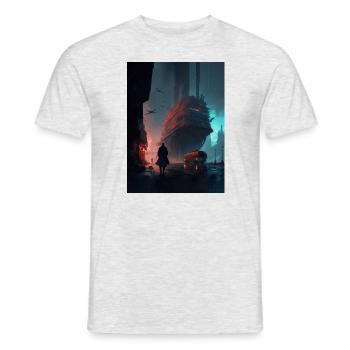 Ville futuriste - T-shirt homme - gris chiné - Devant - AI Model Male 178 dark (178cm)