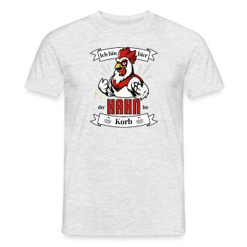 Hahn im Korb - Hühnerstall Huhn - Männer T-Shirt - Grau meliert - Vorne - AI Model Male 178 dark (178cm)