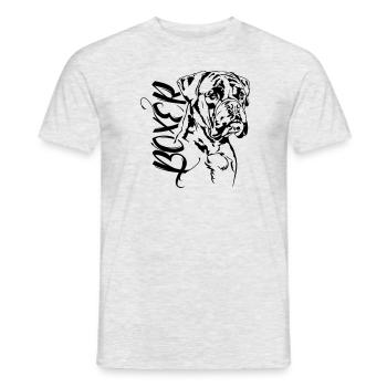 Portrait de chien BOXER allemand Wilsigns dog dogs - T-shirt homme - gris chiné - Devant - AI Model Male 178 dark (178cm)