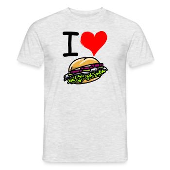 Lecker Bismarckbrötchen - I Love Bismarck Herz - Männer T-Shirt - Grau meliert - Vorne - AI Model Male 178 dark (178cm)