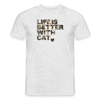 Life is better with cat - Men's T-Shirt - heather grey - Front - AI Model Male 178 dark (178cm)