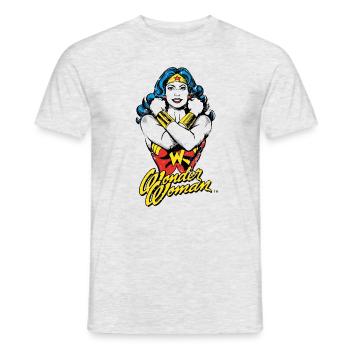 Wonder Woman Power Vintage Look - Men's T-Shirt - heather grey - Front - AI Model Male 178 dark (178cm)