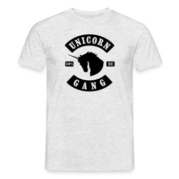 UNICORN GANG 110% UC - Männer T-Shirt - Grau meliert - Vorne - AI Model Male 178 dark (178cm)