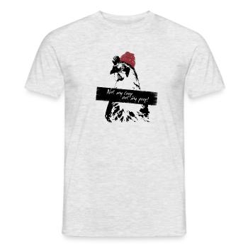 Poulet beanie « Not my coop, not my poop » - T-shirt homme - gris chiné - Devant - AI Model Male 178 dark (178cm)