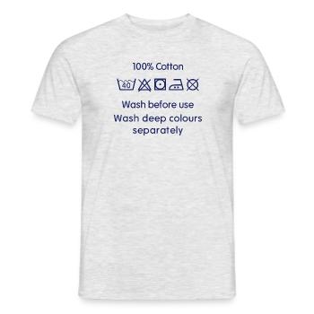 Humour - Etiquette Lavage - T-shirt homme - gris chiné - Devant - AI Model Male 178 dark (178cm)