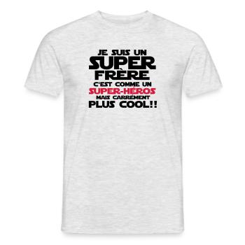 c'est comme un super-héroS(frère) - T-shirt homme - gris chiné - Devant - AI Model Male 178 dark (178cm)