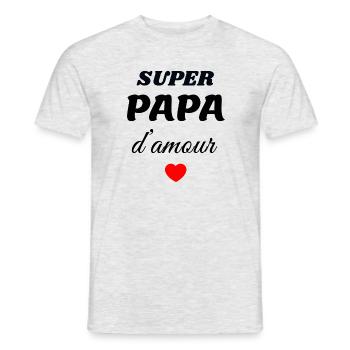 Super Papa d'amour V1 - T-shirt homme - gris chiné - Devant - AI Model Male 178 dark (178cm)