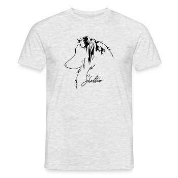 SHELTIE Profil Chiens Chiens De troupeau Wilsigns - T-shirt homme - gris chiné - Devant - AI Model Male 178 dark (178cm)