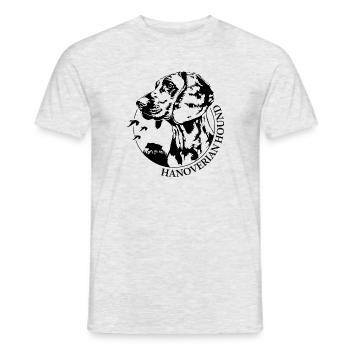 HANOVERIAN HOUND Chien de chasse Portrait Chiens de chasse - T-shirt homme - gris chiné - Devant - AI Model Male 178 dark (178cm)