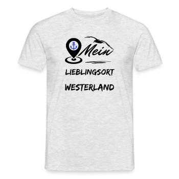 Westerland, mon endroit préféré, l’île préférée de Sylt - T-shirt homme - gris chiné - Devant - AI Model Male 178 dark (178cm)