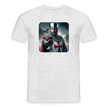 Templer, der dir den Heiligen Gral anbietet von Angelic Art - Männer T-Shirt - Grau meliert - Vorne - AI Model Male 178 dark (178cm)