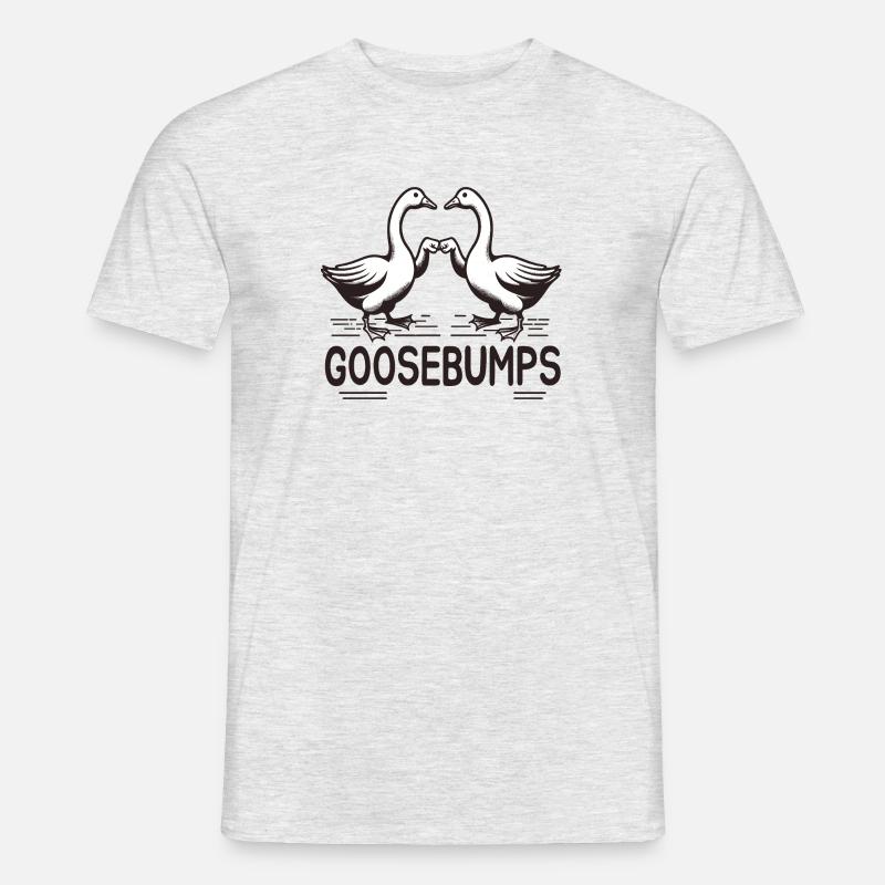 "Goosebump": Zwei Gänse mit Fauststoß! - Männer T-Shirt - Grau meliert