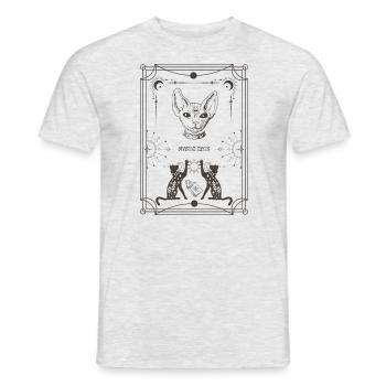 TAROT CHATS MYSTIQUES - T-shirt homme - gris chiné - Devant - AI Model Male 178 dark (178cm)