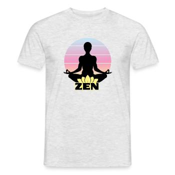 Zen - I am calm - Message Yoga Lotus - Men's T-Shirt - heather grey - Front - AI Model Male 178 dark (178cm)