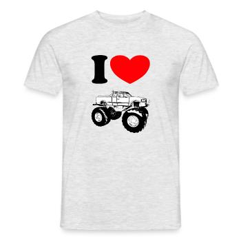 Je love Monstertrucks - T-shirt homme - gris chiné - Devant - AI Model Male 178 dark (178cm)