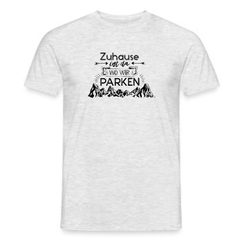 Zuhause ist da wo wir parken - Männer T-Shirt - Grau meliert - Vorne - AI Model Male 178 dark (178cm)