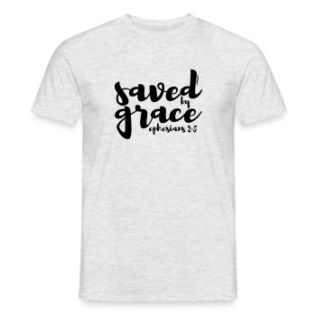 SAUVÉ PAR GRACE - Ephésiens 2: 8 - T-shirt homme - gris chiné - Devant - AI Model Male 178 dark (178cm)