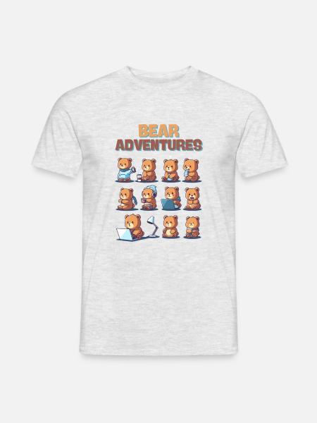 Bear Adventures - Männer T-Shirt - Grau meliert