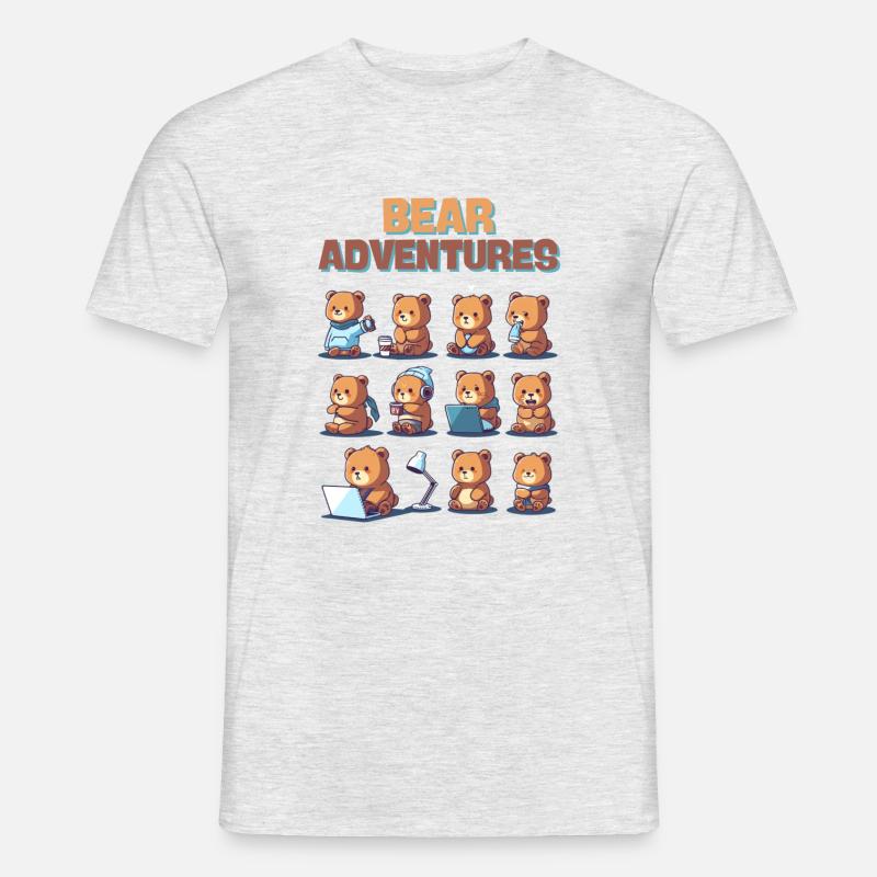 Bear Adventures - Männer T-Shirt - Grau meliert