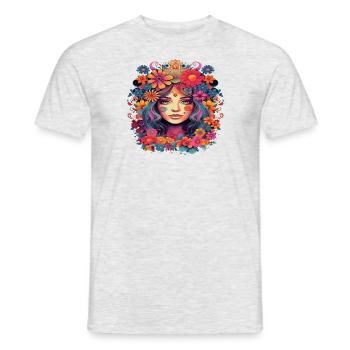 Flower power girl 2 - T-shirt homme - gris chiné - Devant - AI Model Male 178 dark (178cm)