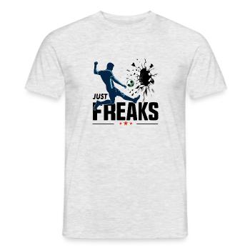 Just Freaks ® Fußball Soccer Team Ball Spieler - Männer T-Shirt - Grau meliert - Vorne - AI Model Male 178 dark (178cm)