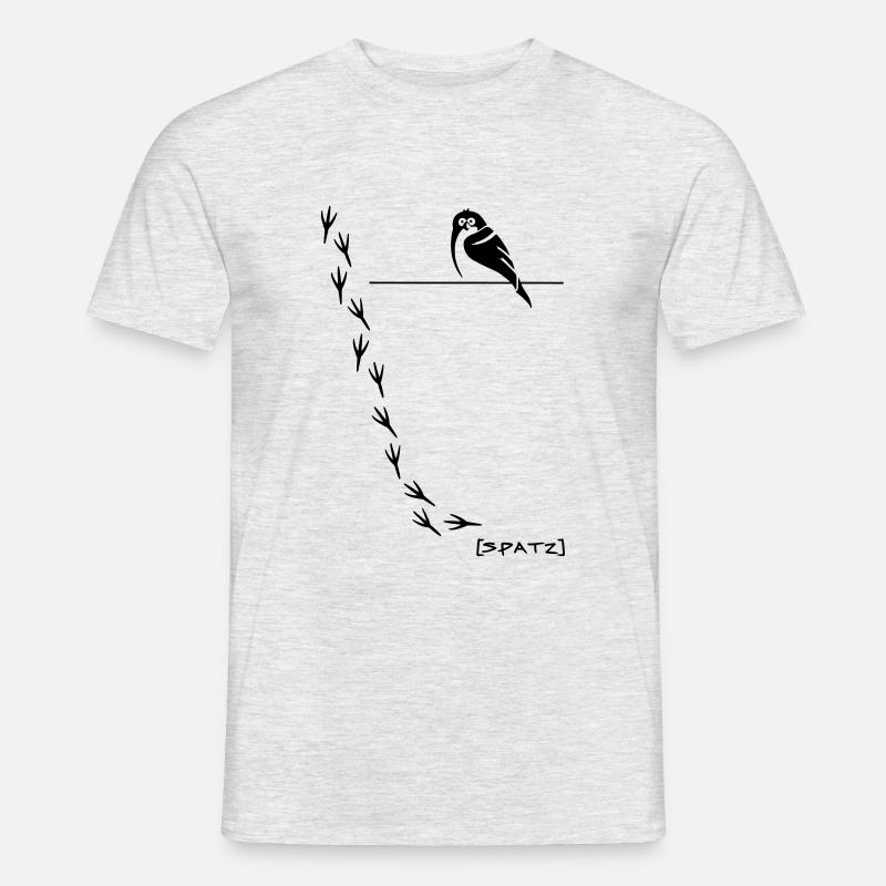 Spatz mit Spuren - Männer T-Shirt - Grau meliert