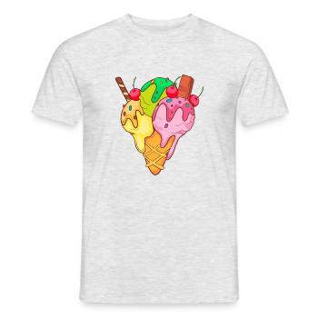 Eis Speiseeis Eiskrem Eiscreme Kugeleis Eisbecher - Männer T-Shirt - Grau meliert - Vorne - AI Model Male 178 dark (178cm)