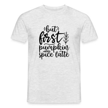 1 But first Pumpkin spice latte - Men's T-Shirt - heather grey - Front - AI Model Male 178 dark (178cm)