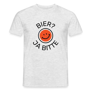 Bier? - Ja bitte Printdesign - Männer T-Shirt - Grau meliert - Vorne - AI Model Male 178 dark (178cm)