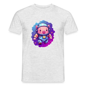 Süßes Schwein im All! - Männer T-Shirt - Grau meliert - Vorne - AI Model Male 178 dark (178cm)