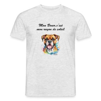 Boxer rayon de soleil - T-shirt homme - gris chiné - Devant - AI Model Male 178 dark (178cm)