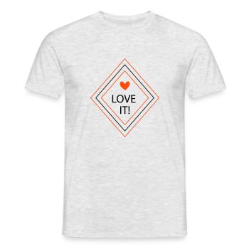 Love it! - Raute und Herz in 2 Farben - Männer T-Shirt - Grau meliert - Vorne - AI Model Male 178 dark (178cm)
