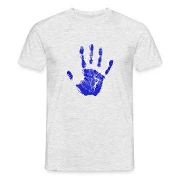 Handprint painted identity fingers and palm blue - Men's T-Shirt - heather grey - Front - AI Model Male 178 dark (178cm)