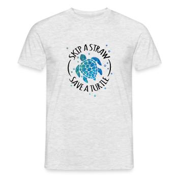 Save A Turtle sea turtle against plastic sea - Men's T-Shirt - heather grey - Front - AI Model Male 178 dark (178cm)