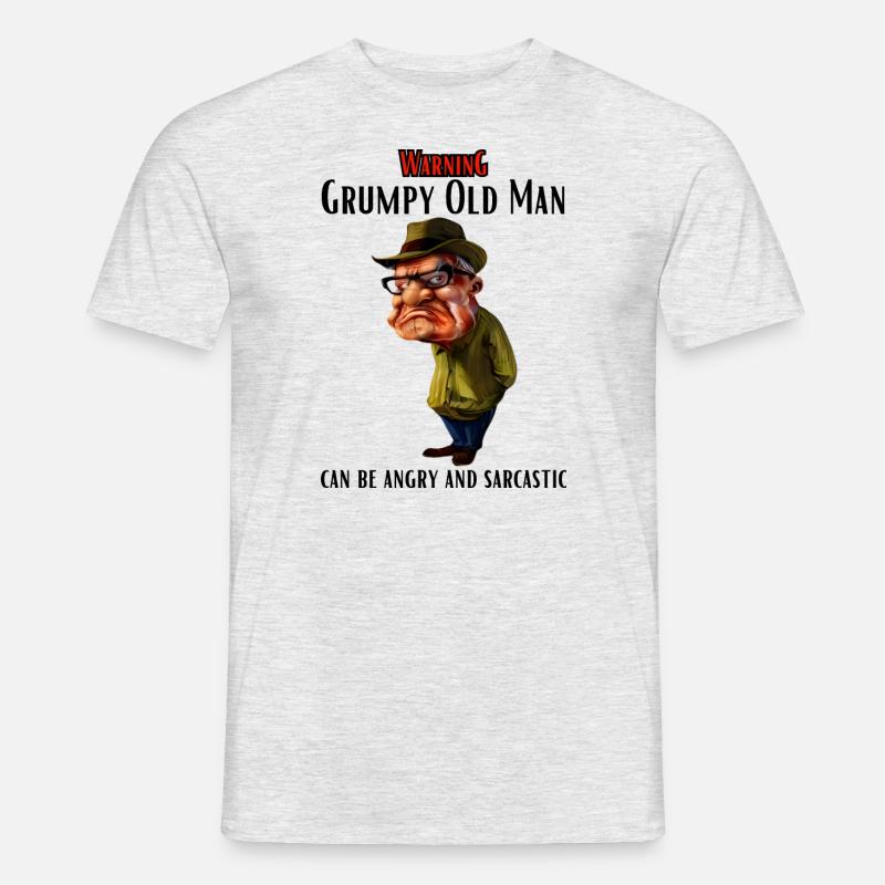Warning Grumpy Old Man - Männer T-Shirt - Grau meliert