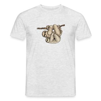 Kunterli Loves Sloths - #KUN-SLO-08 - Cute - Men's T-Shirt - heather grey - Front - AI Model Male 178 dark (178cm)
