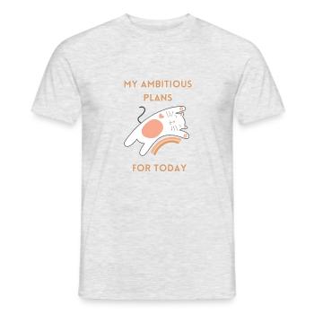 Schlafende Katze mit ehrgeizigen Plänen - Männer T-Shirt - Grau meliert - Vorne - AI Model Male 178 dark (178cm)