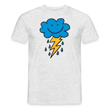 Funny cloud with flash, raindrops, comic, emoji - Men's T-Shirt - heather grey - Front - AI Model Male 178 dark (178cm)