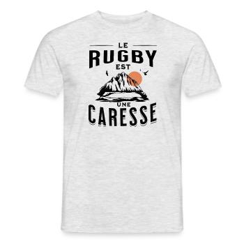 le rugby est une caresse - T-shirt homme - gris chiné - Devant - AI Model Male 178 dark (178cm)