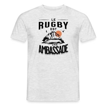 le rugby est une ambassade - T-shirt homme - gris chiné - Devant - AI Model Male 178 dark (178cm)