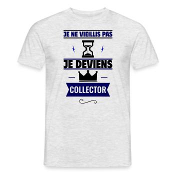 je deviens collector cadeau anniversaire - T-shirt homme - gris chiné - Devant - AI Model Male 178 dark (178cm)