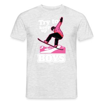 Snowboard Girl Try To Keep Up Boys - Männer T-Shirt - Grau meliert - Vorne - AI Model Male 178 dark (178cm)