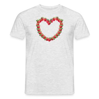 Erdbeerherz - Männer T-Shirt - Grau meliert - Vorne - AI Model Male 178 dark (178cm)