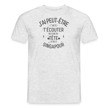 Dans ma Tête je suis à singapour - T-shirt homme - gris chiné - Devant - AI Model Male 178 dark (178cm)