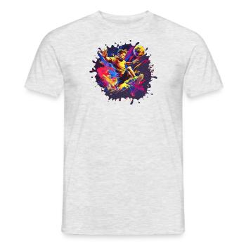 Footballeur, Football, Graffiti, Coloré - T-shirt homme - gris chiné - Devant - AI Model Male 178 dark (178cm)