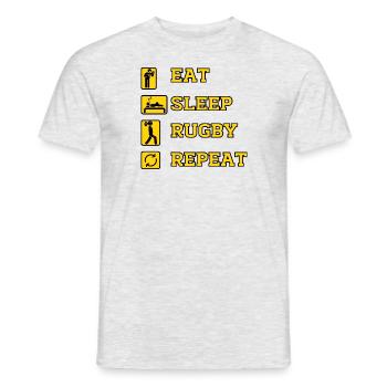 EAT SLEEP RUGBY REPEAT - Men's T-Shirt - heather grey - Front - AI Model Male 178 dark (178cm)