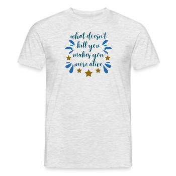 what doesn't kill you - blue - Männer T-Shirt - Grau meliert - Vorne - AI Model Male 178 dark (178cm)